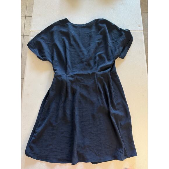 Lush Rolled Wrap Dress Short Sleeve Women's Navy Blue Size M - Picture 2 of 6